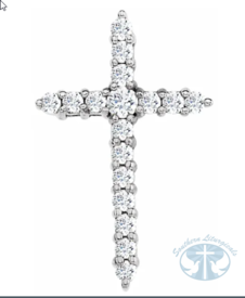 Natural Diamond Cross Pendant 14K White Gold 1/3 CTW