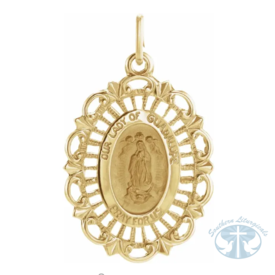 Necklace/Pendant Oval Our Lady of Guadalupe Medal 14K Yellow Gold