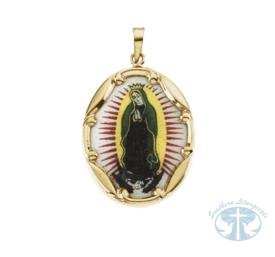 Necklace/Pendant Our Lady of Guadalupe Hand-Painted Porcelain Medal