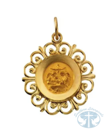 Round Baptismal Medal 14K Yellow Gold