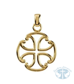 Maltese Cross Pendant 14K Yellow Gold 39x27 mm