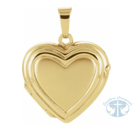 Necklace/Pendant Heart Locket 14K Yellow Gold 22x17 mm