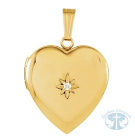 Necklace/Pendant 14K Yellow .02 CT Natural Diamond Heart Locket