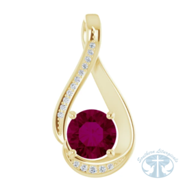 Necklace/Pendant Natural Rhodolite Garnet & Natural Diamond Pendant