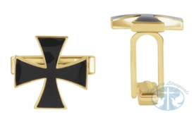 Black Enamel Maltese Cross Cuff Links