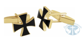 Black Enamel Maltese Cross Cuff Links