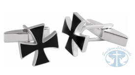 Misc Jewelry and Gifts Sterling Silver 15 mm Black Enamel Maltese Cross Cuff Links