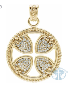 Necklace/Pendant Natural Diamond Maltese Cross Pendant 14K Yellow Gold