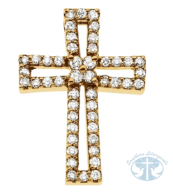 Necklace/Pendant Natural Diamond Cross Pendant 14K Yellow Gold