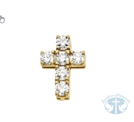 Natural Diamond Cross Pendant 14K Yellow Gold