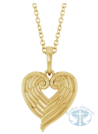 Necklace/Pendant Angel Wing Heart 16-18" Necklace 14K Yellow Gold