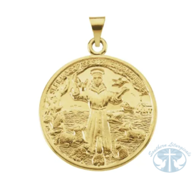 Necklace/Pendant St. Francis of Assisi Medal 14K Yellow Gold