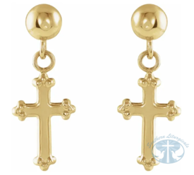 Earrings Cross Earrings 14K Yellow Gold