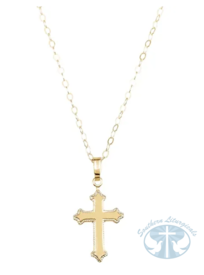 14K Yellow Gold Cross 15" Necklace