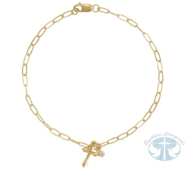 Natural Diamond Cross Charm 7" Bracelet