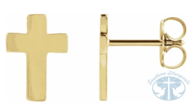 Cross Earrings 14K Yellow Gold