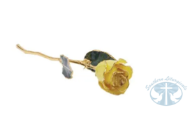 Lacquered Yellow Rose with Gold Trim 12 inches