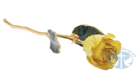 Lacquered Yellow Rose with Gold Trim 12 inches