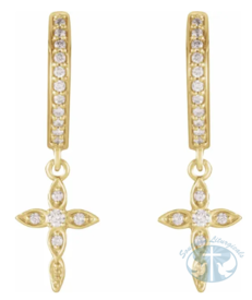 Natural Diamond Cross Hoop Earrings