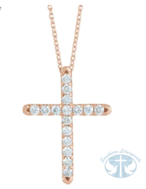 Necklace/Pendant Natural Diamond French-Set Cross 16-18" Necklace