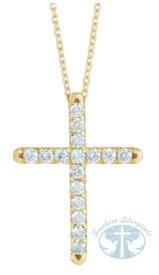 Necklace/Pendant Natural Diamond French-Set Cross 16-18" Necklace