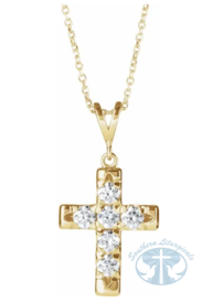 Necklace/Pendant Natural Diamond French-Set Cross 16-18" Necklace