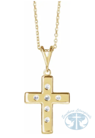 Natural Diamond French-Set Cross 16-18&quot; Necklace