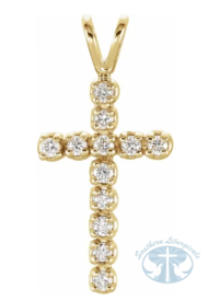 Necklace/Pendant 14K Yellow Gold Natural Diamond Cross Pendant