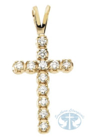 14K Yellow Gold Natural Diamond Cross Pendant