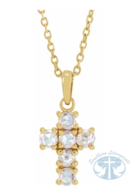 Necklace/Pendant Rose-Cut Natural Diamond Cross 16-18" Necklace