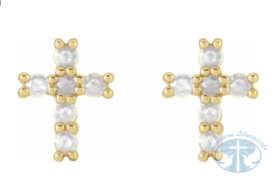 Rose-Cut Natural Diamond Cross Earrings