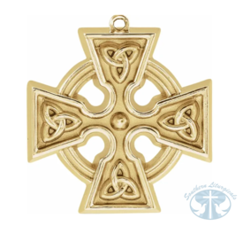 Celtic-Inspired Cross Dangle Charm 14K Gold