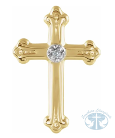 Natural Diamond Cross Lapel Pin