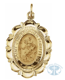 Oval Hollow St. Christopher Medal