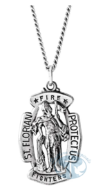 Necklace/Pendant St. Florian Medal 24" Necklace Sterling Silver