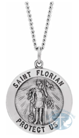 Necklace/Pendant St. Florian Medal 24" Necklace Sterling Silver