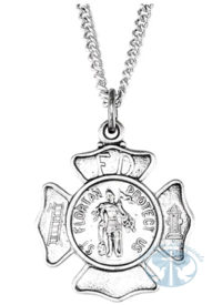 Necklace/Pendant St. Florian Medal 18" Necklace Sterling Silver