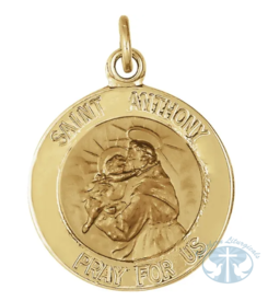 14K Yellow 15 mm St. Anthony Medal