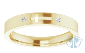 Natural Diamond Pierced Cross Stackable Ring