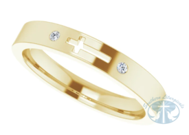 Natural Diamond Pierced Cross Stackable Ring