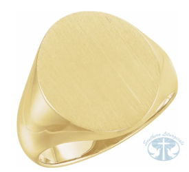 Oval Signet Ring 14K Yellow Gold 27x19 mm