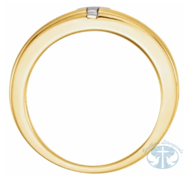 14K Yellow Gold/White 7.6 mm Cross Band Ring