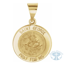 Necklace/Pendant St. George Medal 14 k yellow gold hollow