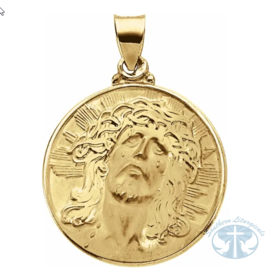 Hollow Face of Jesus (Ecce Homo) Pendant 14K Yellow Gold