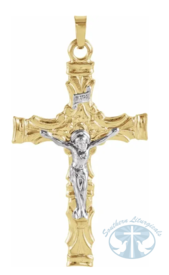 14K Yellow/White 36x24 mm Crucifix Pendant