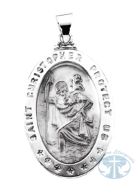 Hollow Oval St. Christopher Medal 14k Yellow Gold