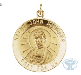 Round St. John Neumann Medal 14K Yellow Gold