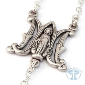 Annunciation Rosary Silver with Wooden Beads