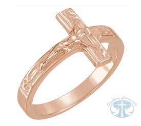 Rings Crucifix Solid 12mm Ring - 14K Rose Gold