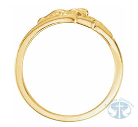 Crucifix Solid 12mm Ring - 18K Yellow Gold